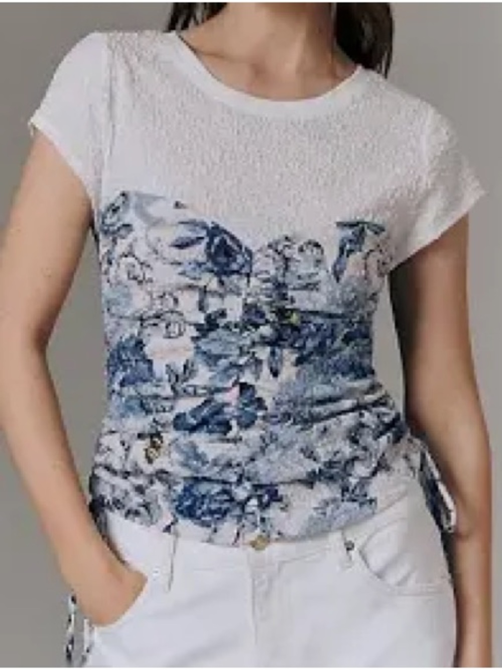 NWT. Anthropologie, Maeve, 3X, White & Blue Floral w/ Corset inlay - Picture 1 of 10
